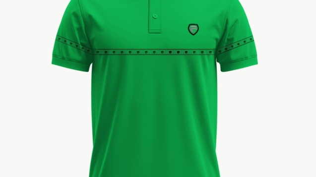 Faiza Unique Chest & Sleeve Design Mens Polo_Green-min