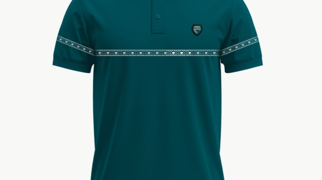 Faiza Unique Chest & Sleeve Design Mens Polo_Petrol-min